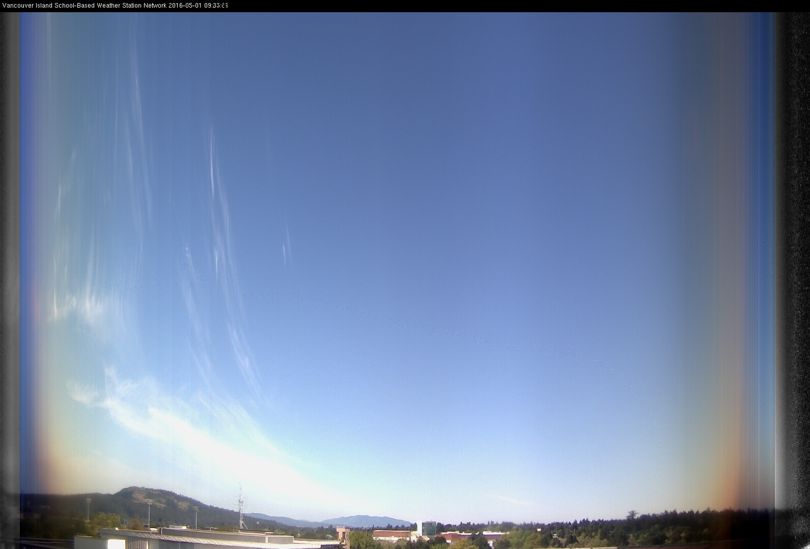 image of the sky seen from UVic, each column of pixels is a different minute, keogram