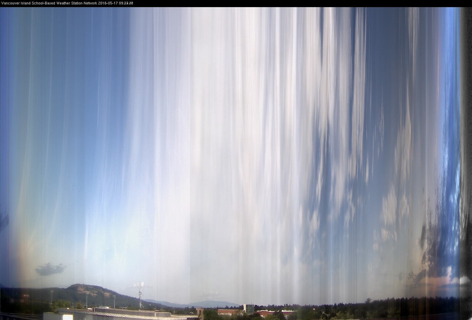 image of the sky seen from UVic, each column of pixels is a different minute, keogram