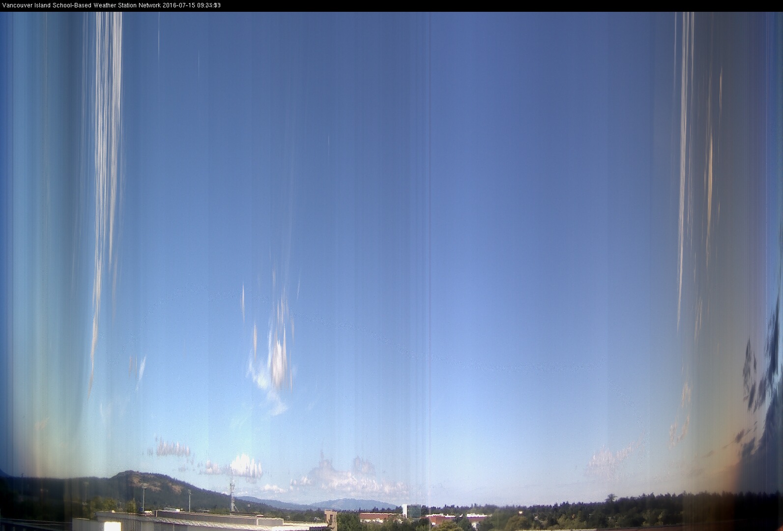 image of the sky seen from UVic, each column of pixels is a different minute, keogram