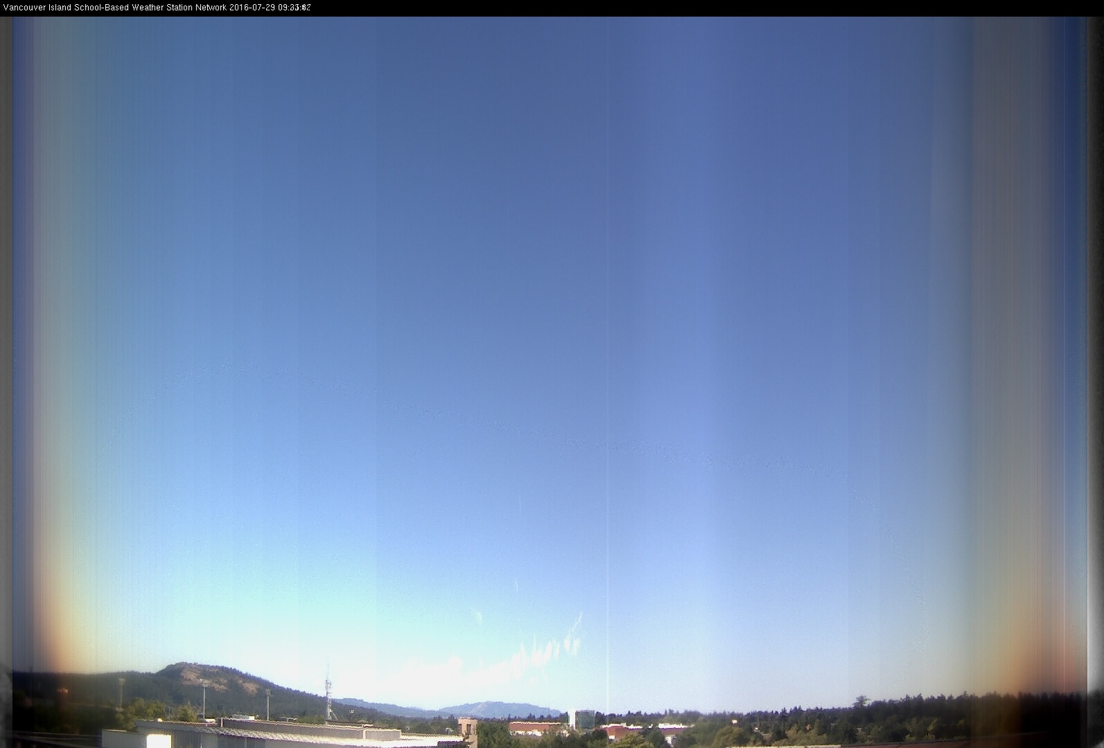 image of the sky seen from UVic, each column of pixels is a different minute, keogram