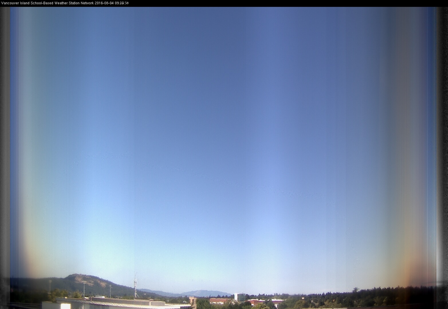 image of the sky seen from UVic, each column of pixels is a different minute, keogram