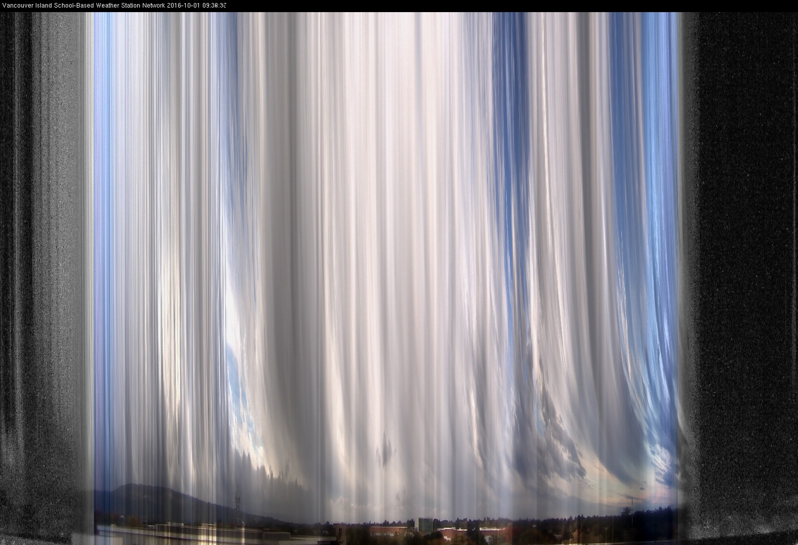 image of the sky seen from UVic, each column of pixels is a different minute, keogram