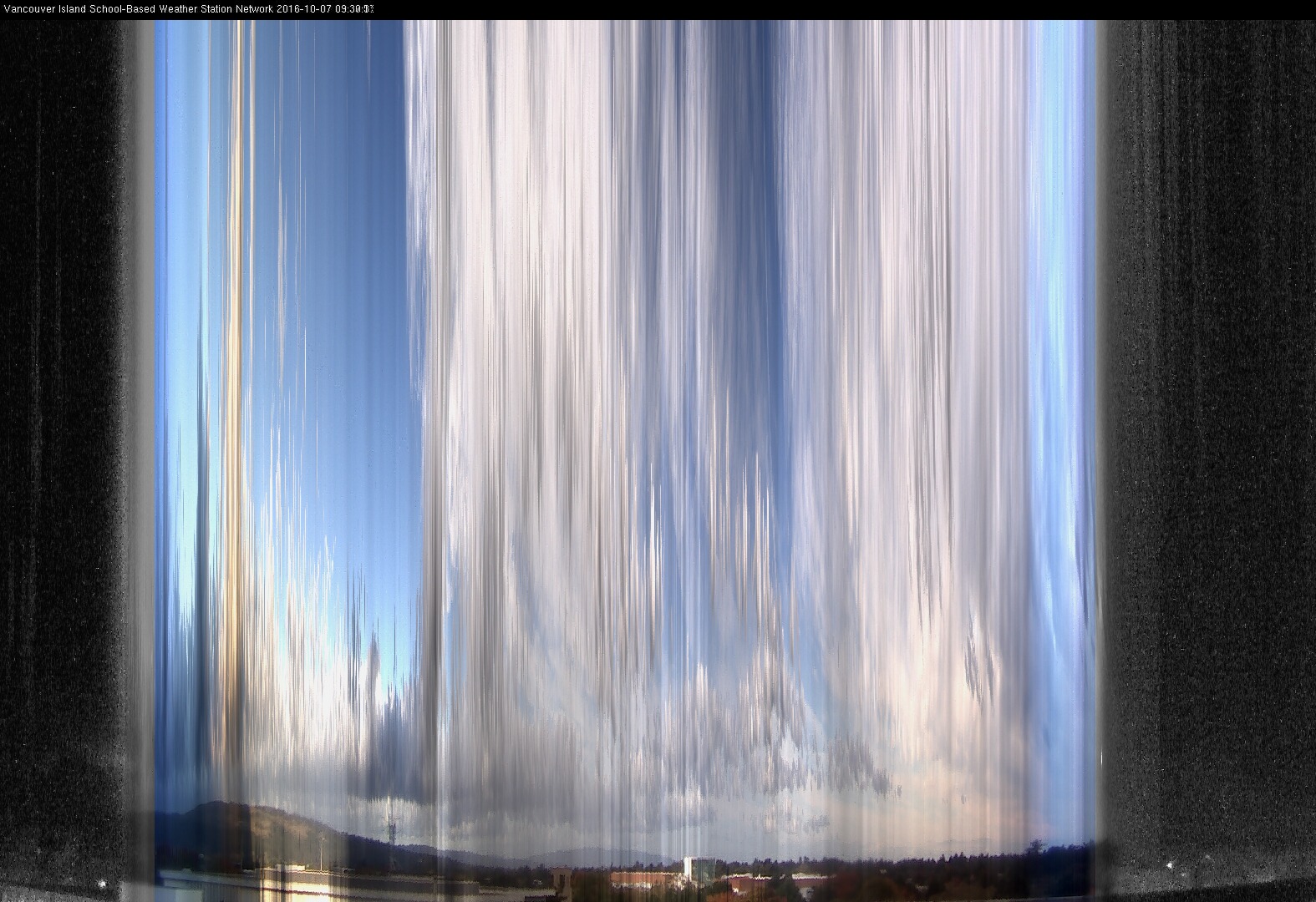 image of the sky seen from UVic, each column of pixels is a different minute, keogram