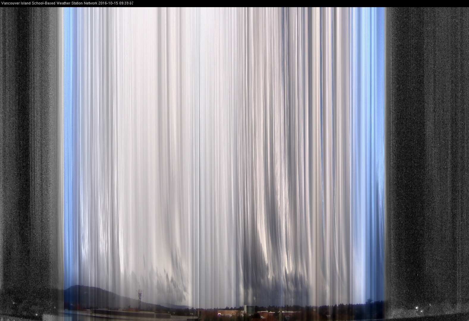 image of the sky seen from UVic, each column of pixels is a different minute, keogram