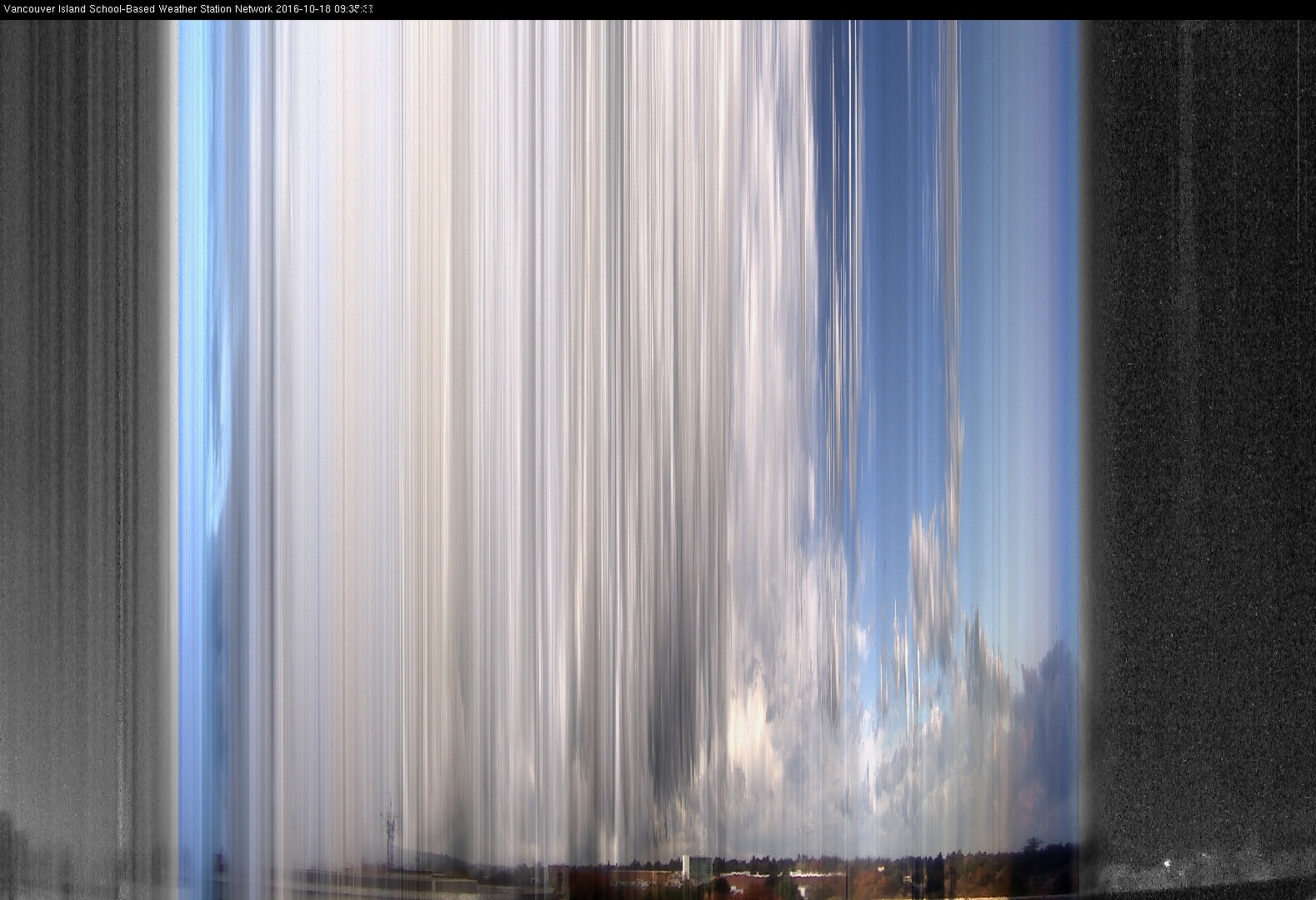 image of the sky seen from UVic, each column of pixels is a different minute, keogram