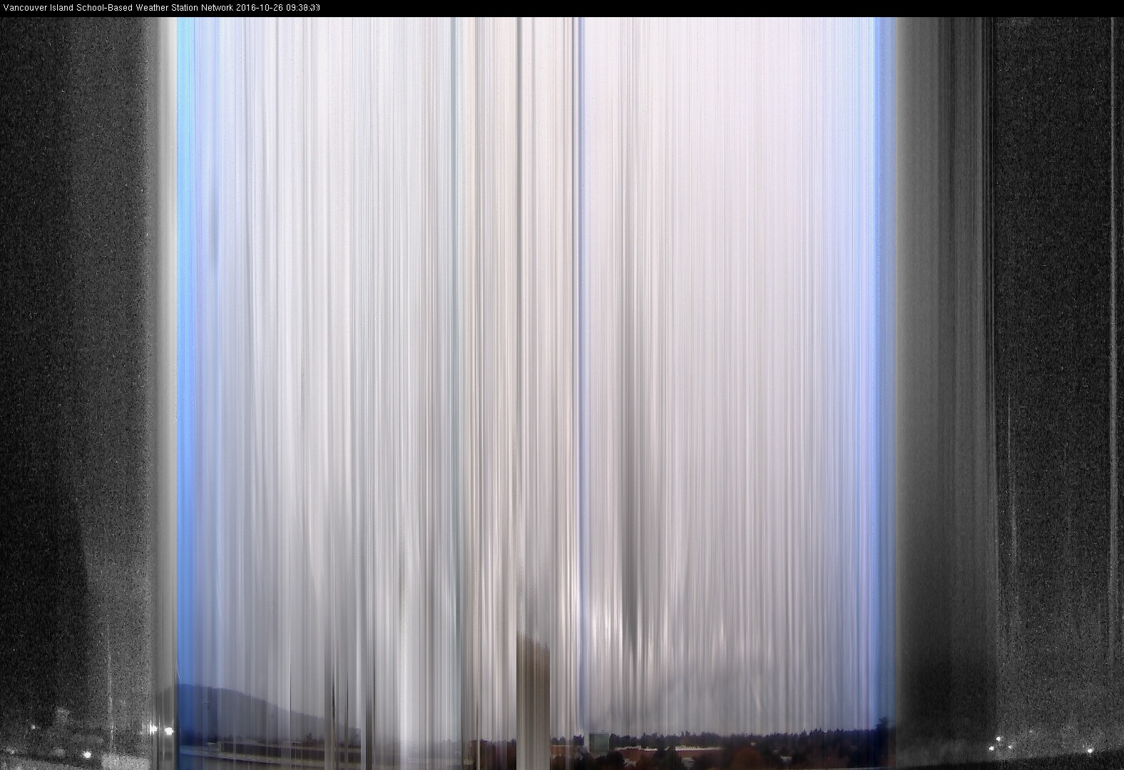 image of the sky seen from UVic, each column of pixels is a different minute, keogram