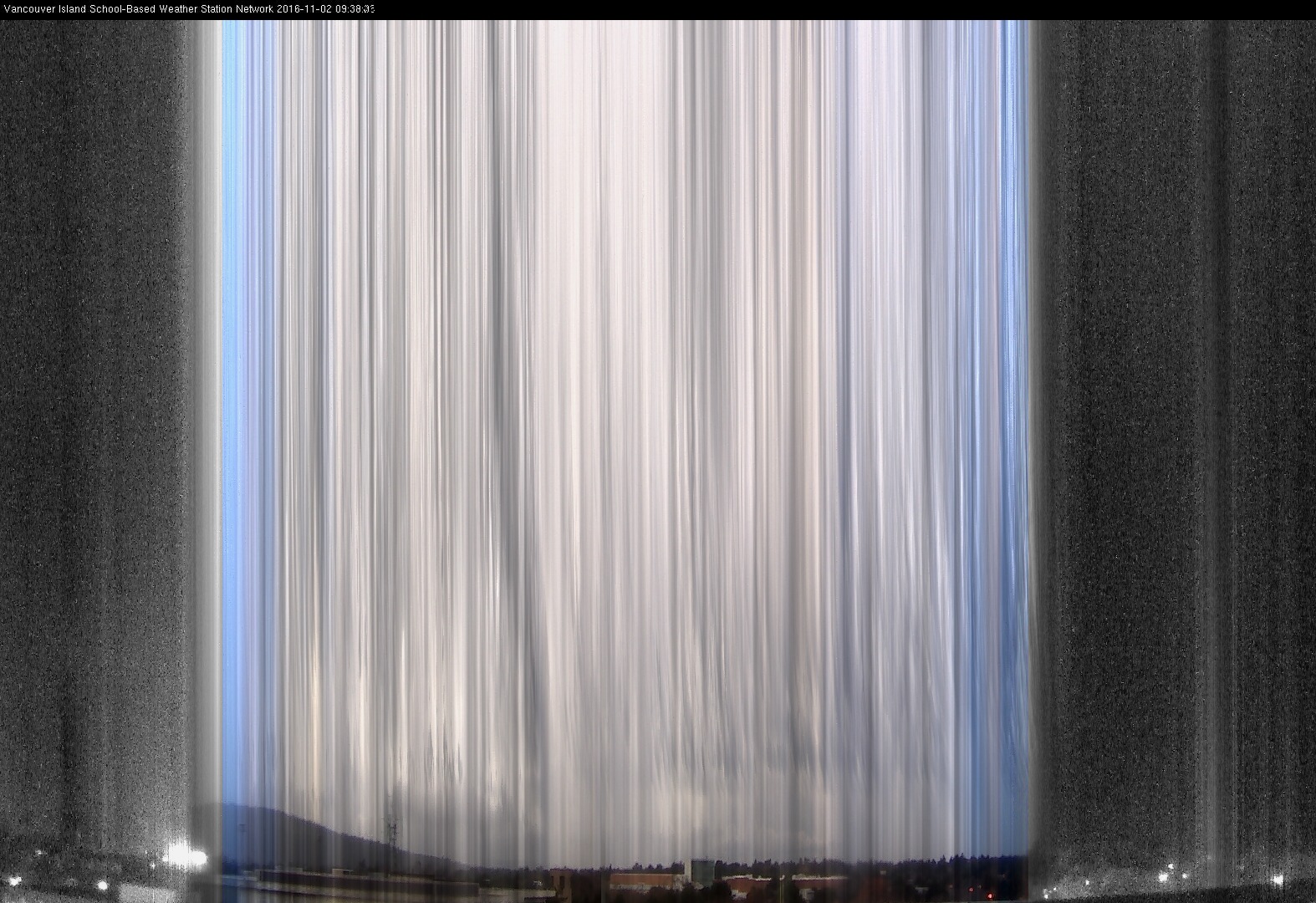 image of the sky seen from UVic, each column of pixels is a different minute, keogram