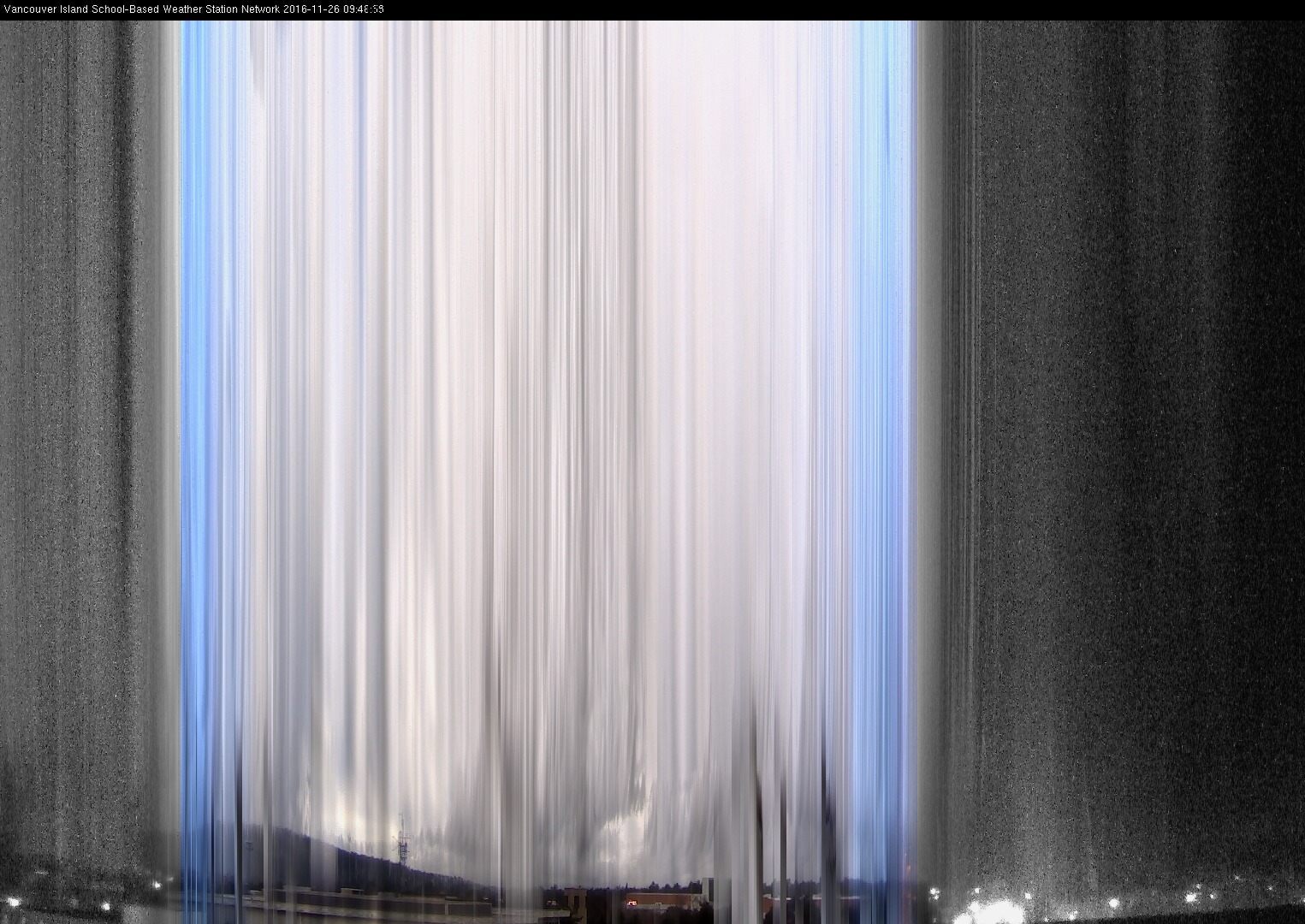 image of the sky seen from UVic, each column of pixels is a different minute, keogram