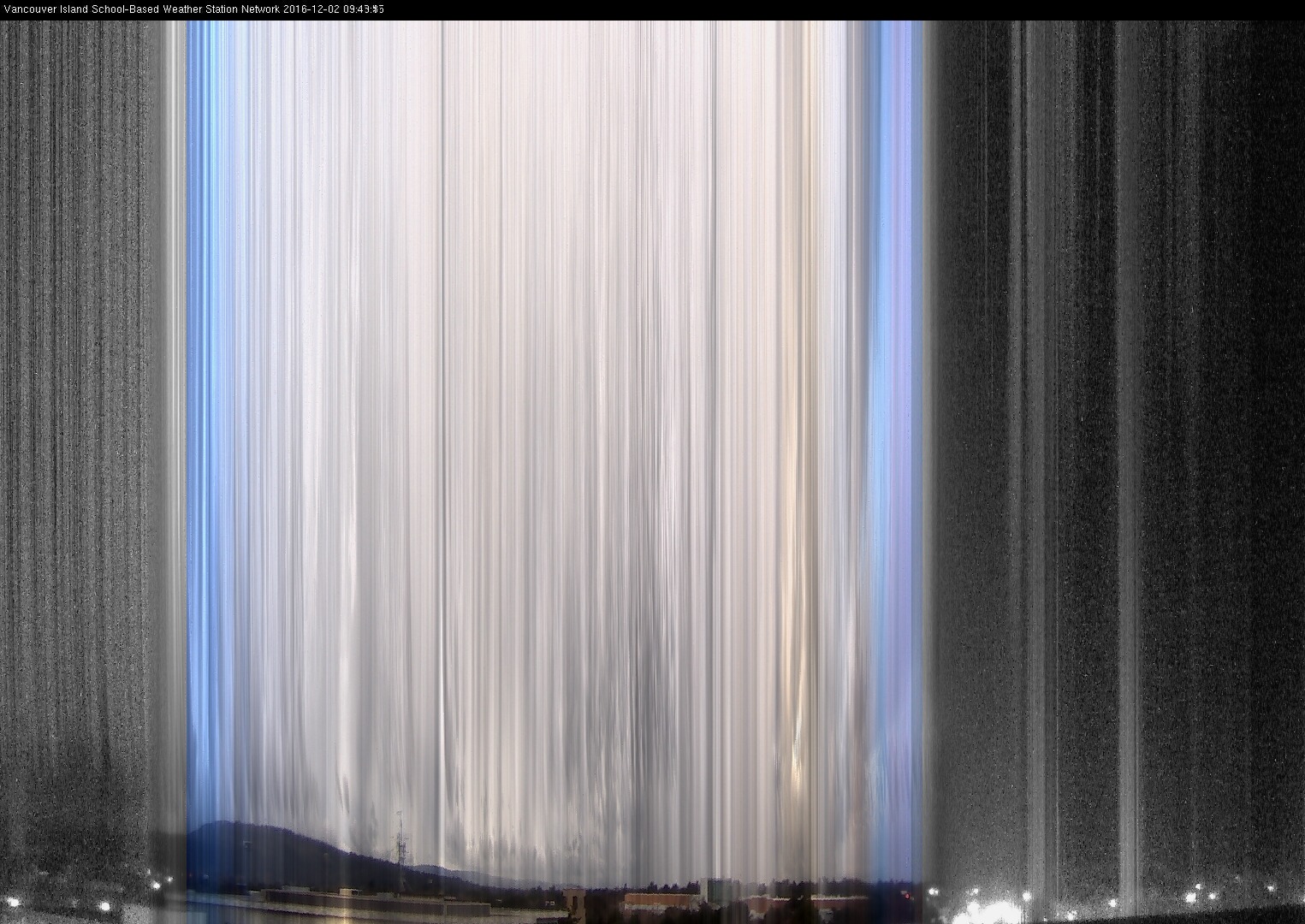 image of the sky seen from UVic, each column of pixels is a different minute, keogram