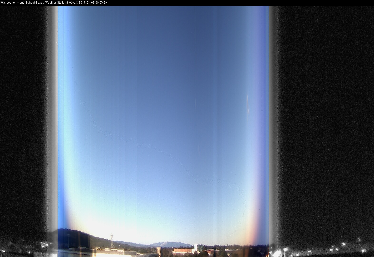 image of the sky seen from UVic, each column of pixels is a different minute, keogram