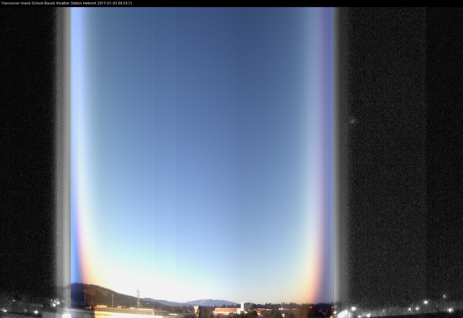 image of the sky seen from UVic, each column of pixels is a different minute, keogram
