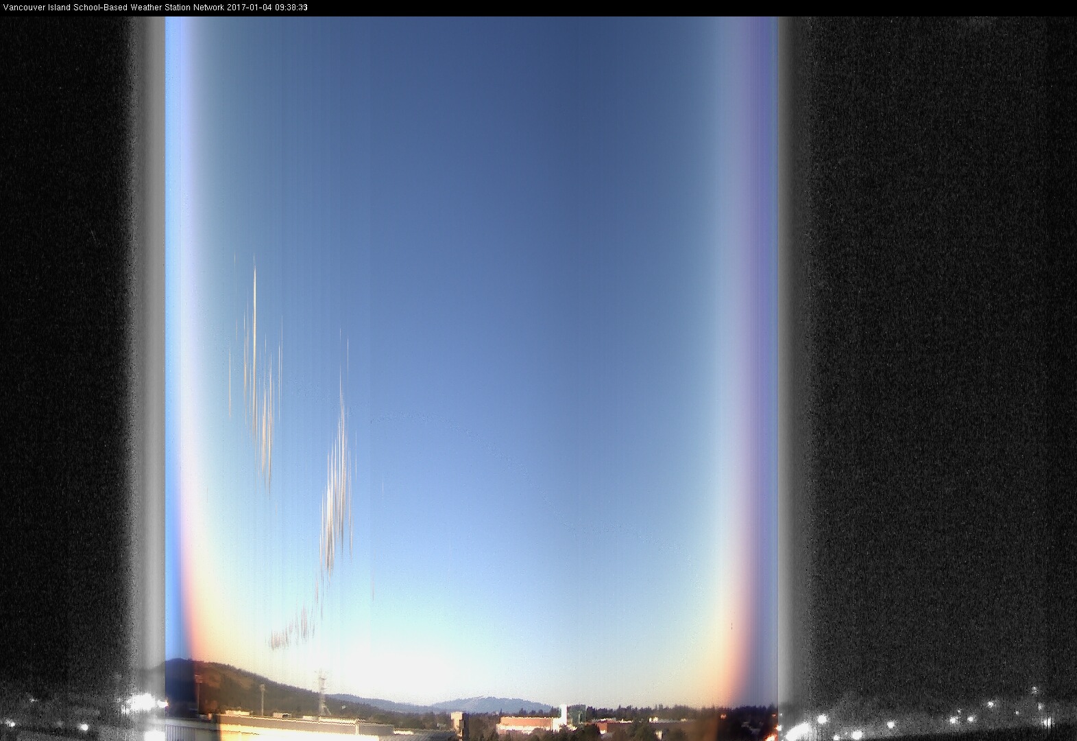 image of the sky seen from UVic, each column of pixels is a different minute, keogram