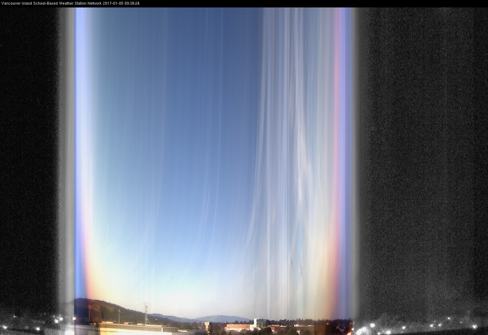 image of the sky seen from UVic, each column of pixels is a different minute, keogram