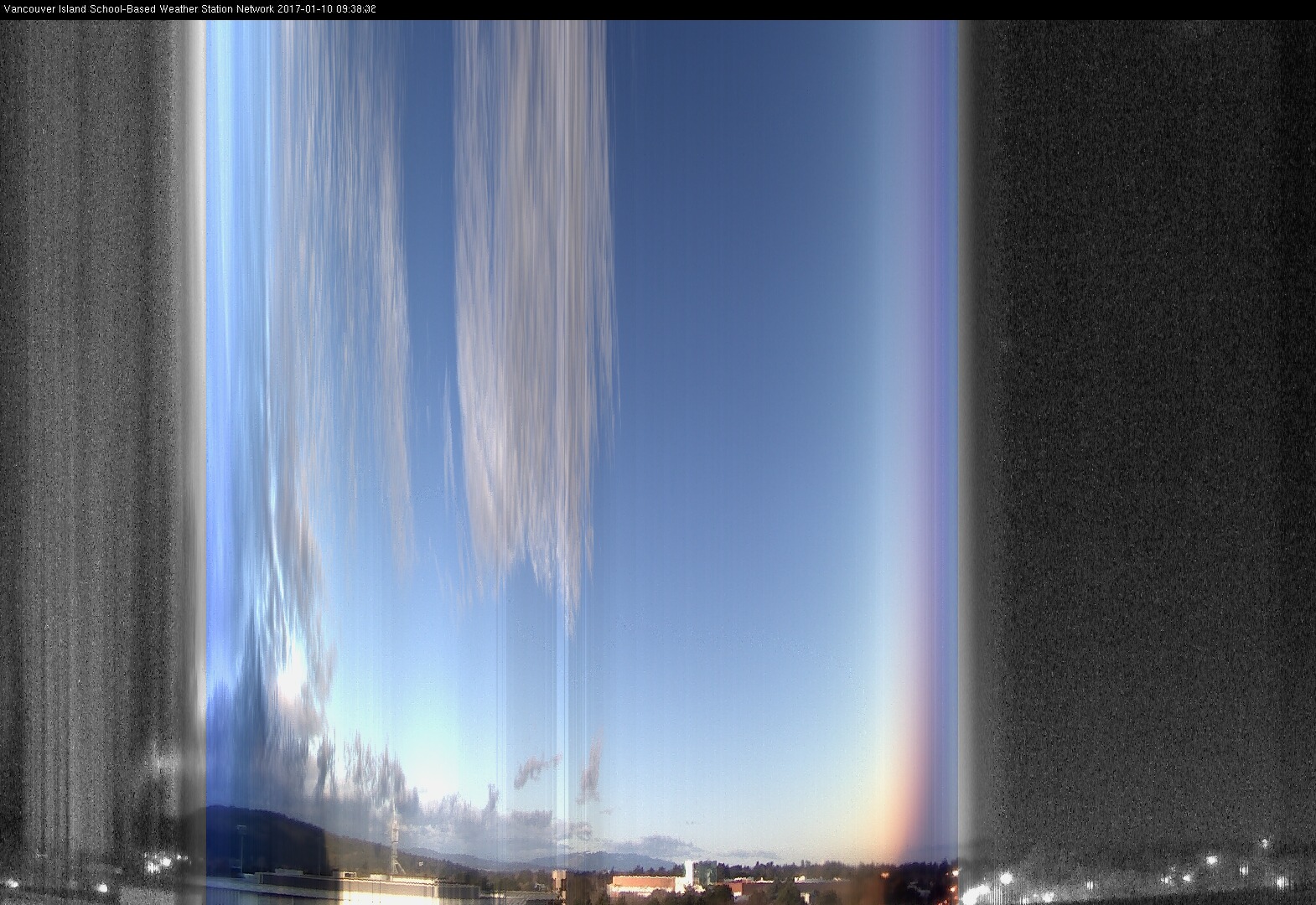 image of the sky seen from UVic, each column of pixels is a different minute, keogram