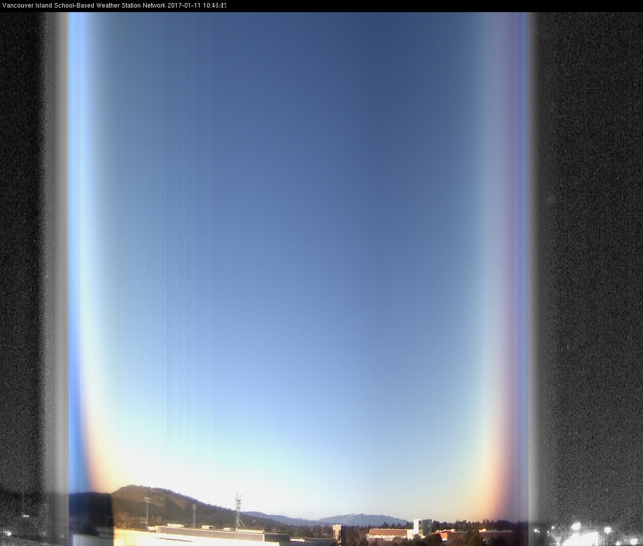 image of the sky seen from UVic, each column of pixels is a different minute, keogram