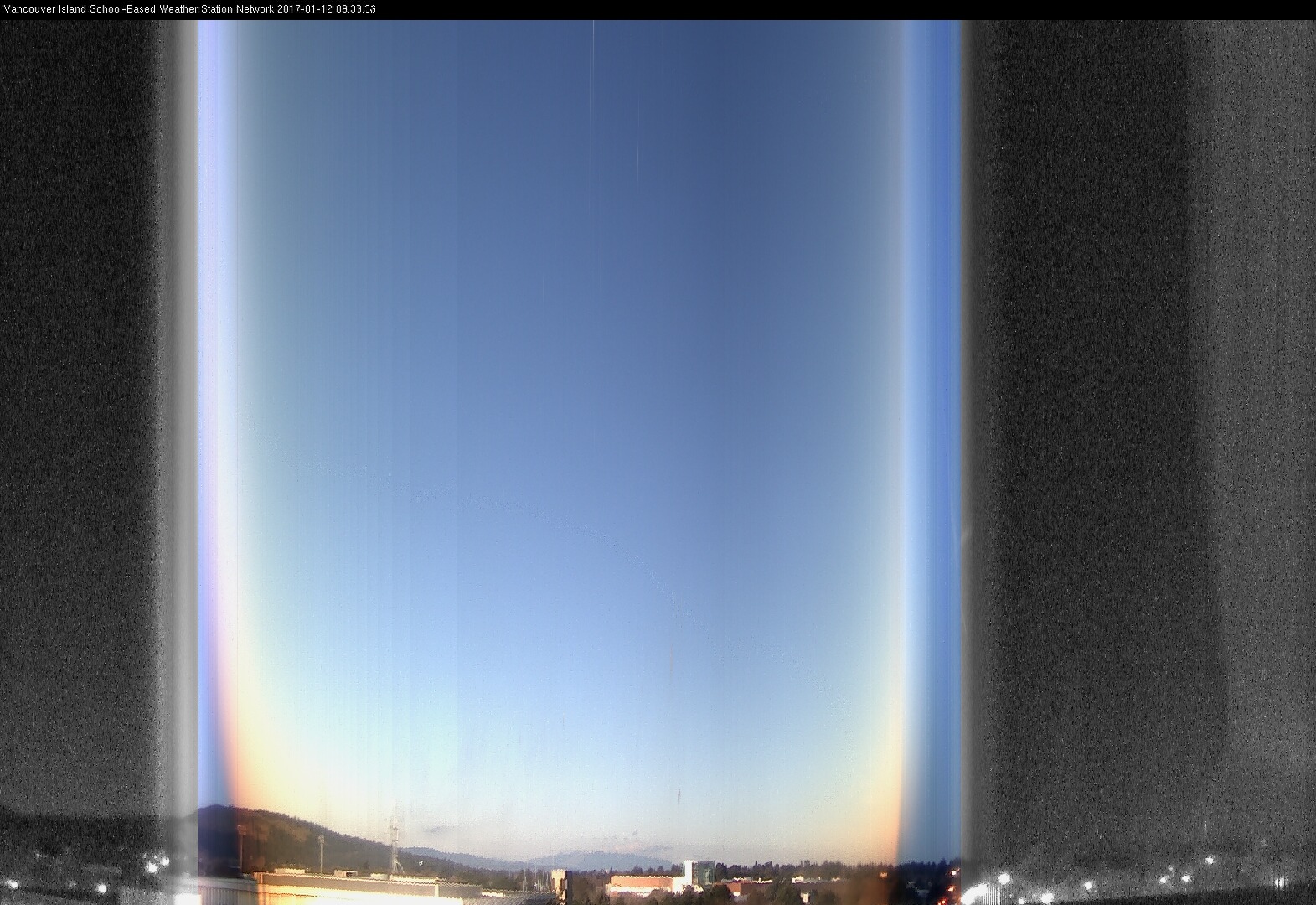 image of the sky seen from UVic, each column of pixels is a different minute, keogram