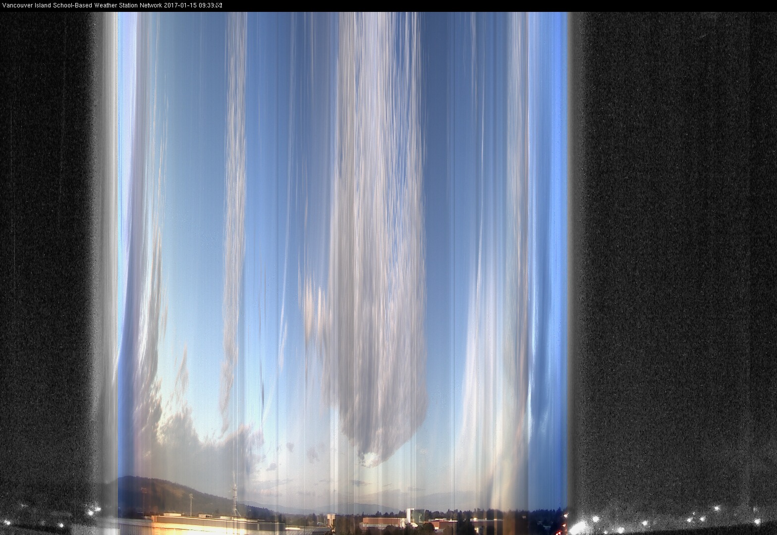 image of the sky seen from UVic, each column of pixels is a different minute, keogram