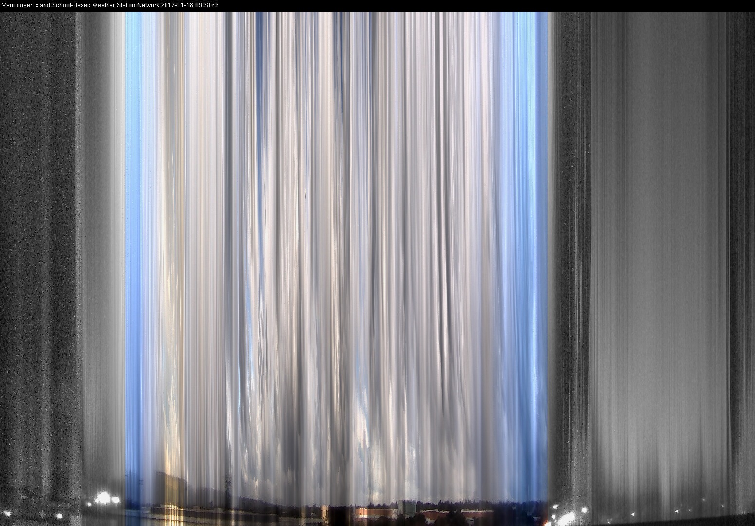 image of the sky seen from UVic, each column of pixels is a different minute, keogram