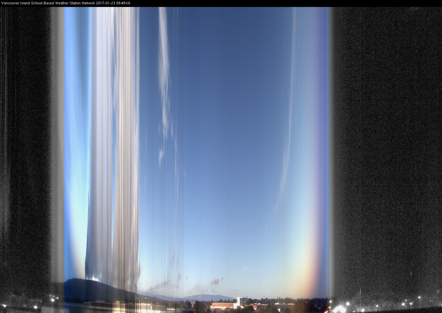 image of the sky seen from UVic, each column of pixels is a different minute, keogram