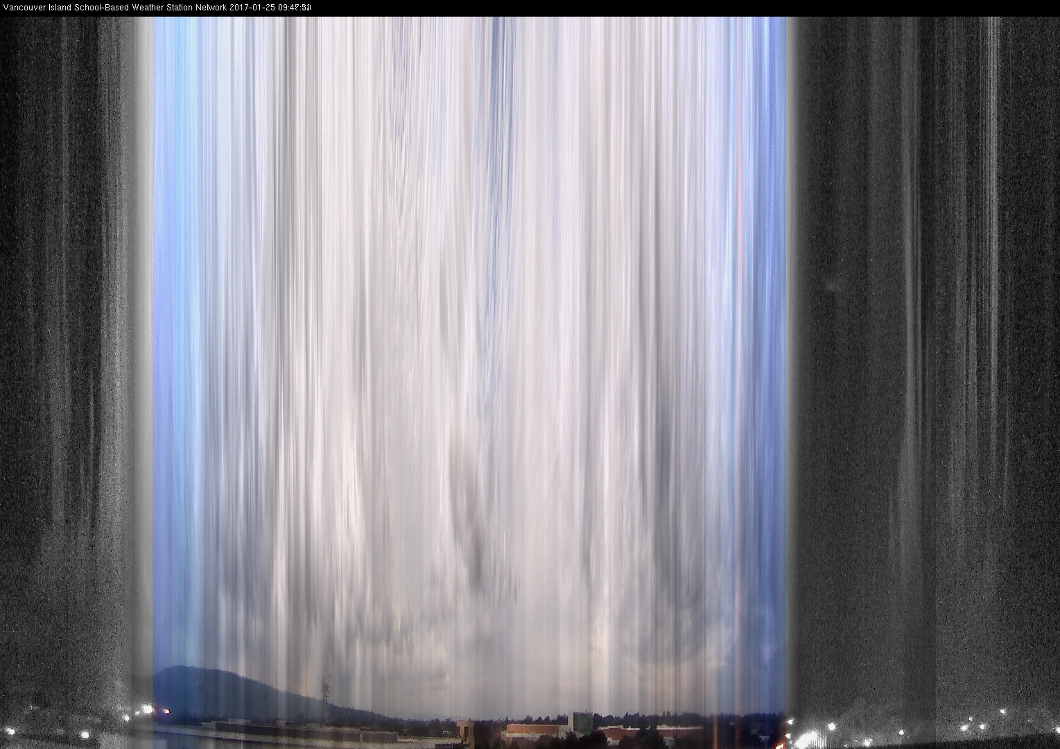 image of the sky seen from UVic, each column of pixels is a different minute, keogram