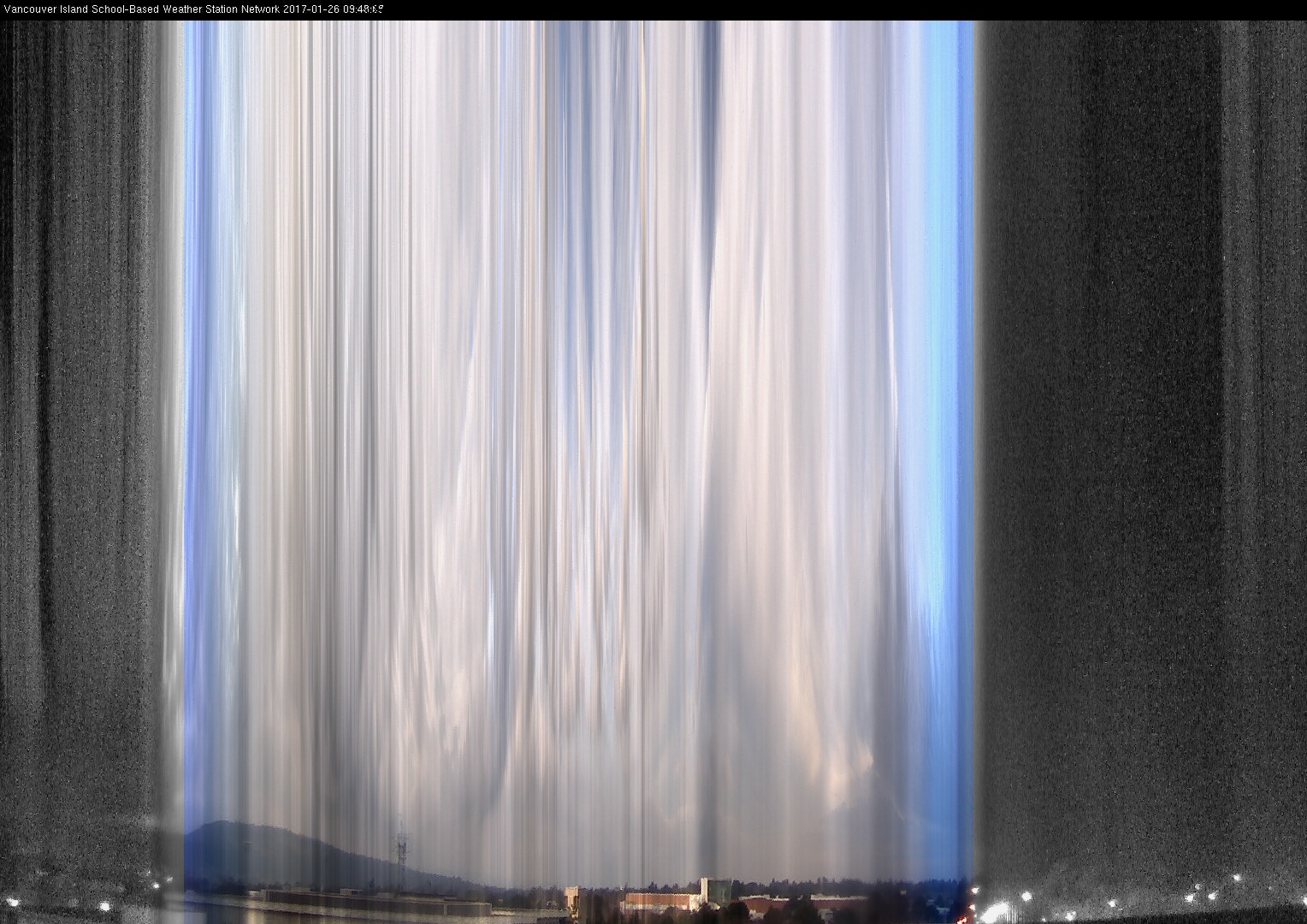 image of the sky seen from UVic, each column of pixels is a different minute, keogram