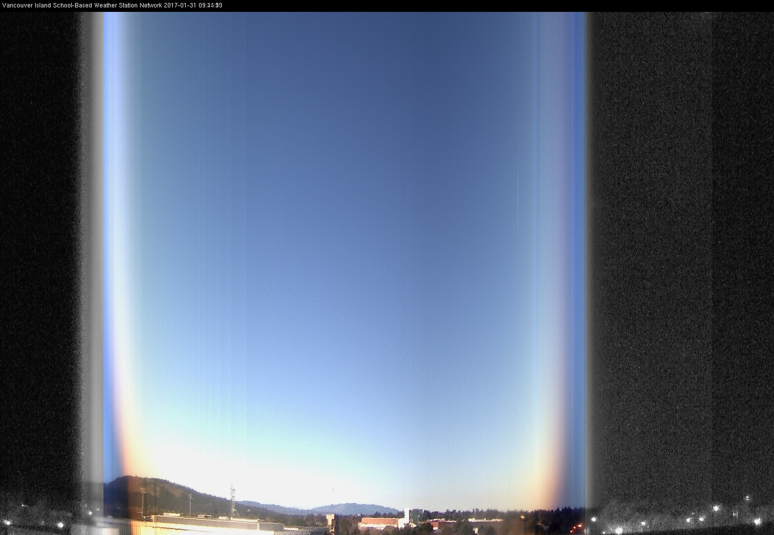 image of the sky seen from UVic, each column of pixels is a different minute, keogram
