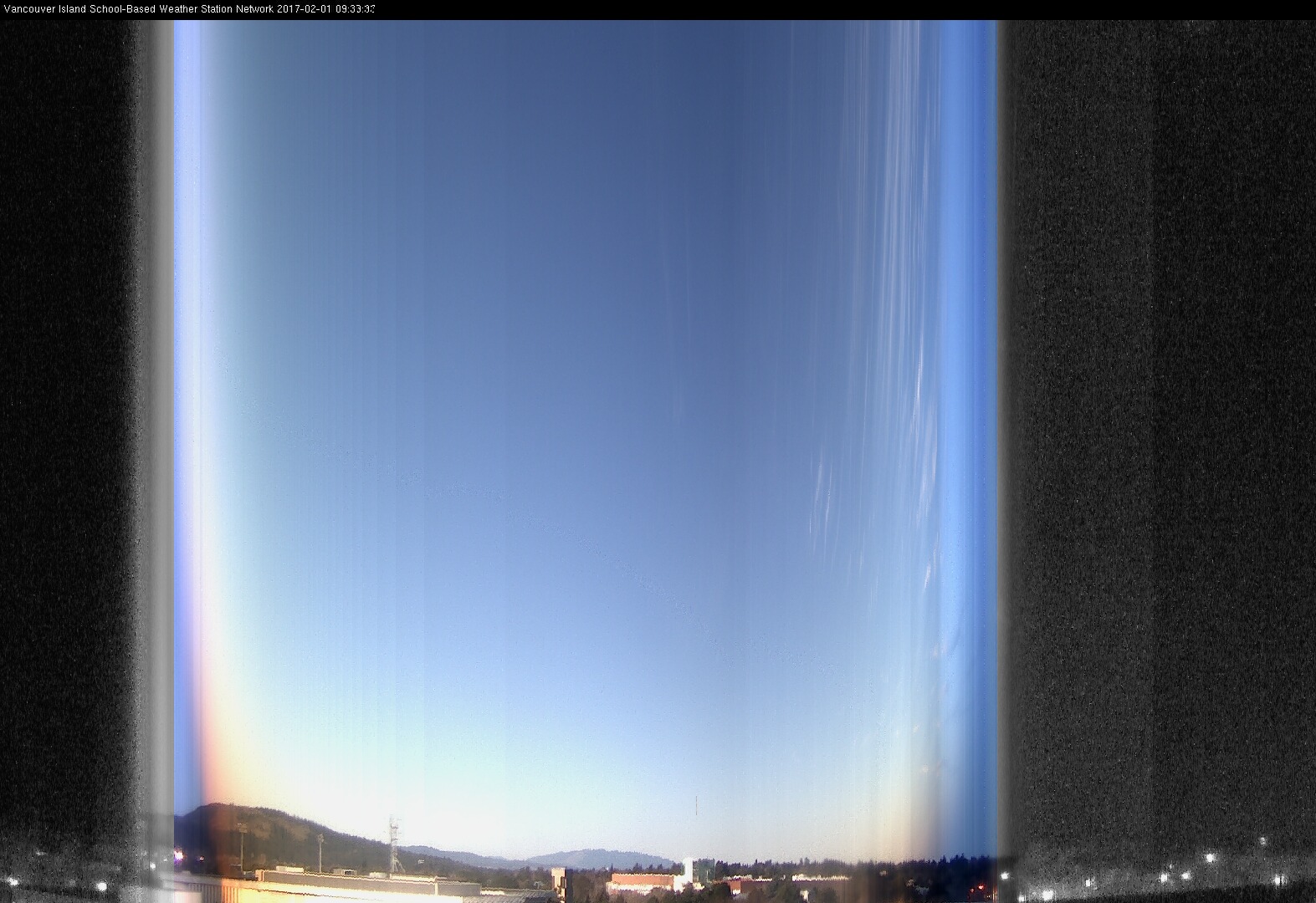 image of the sky seen from UVic, each column of pixels is a different minute, keogram