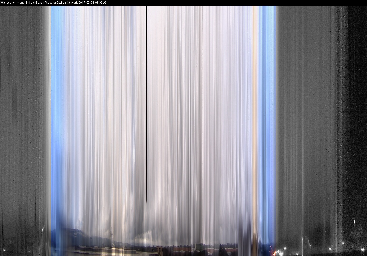 image of the sky seen from UVic, each column of pixels is a different minute, keogram