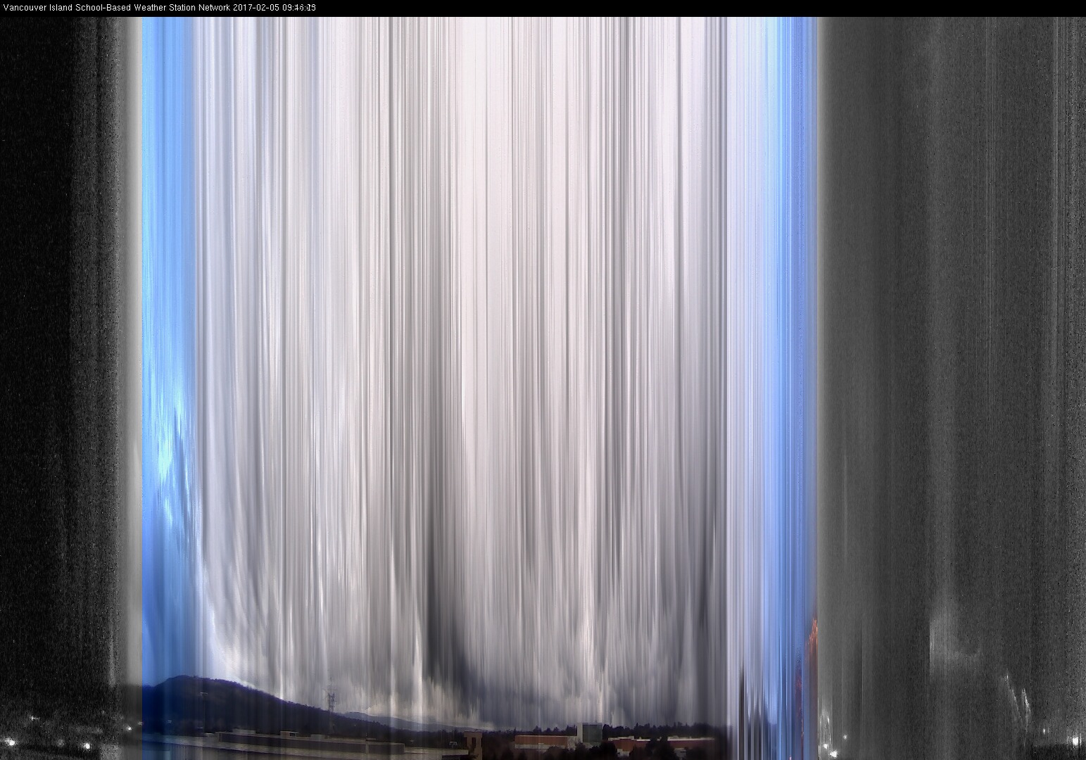 image of the sky seen from UVic, each column of pixels is a different minute, keogram