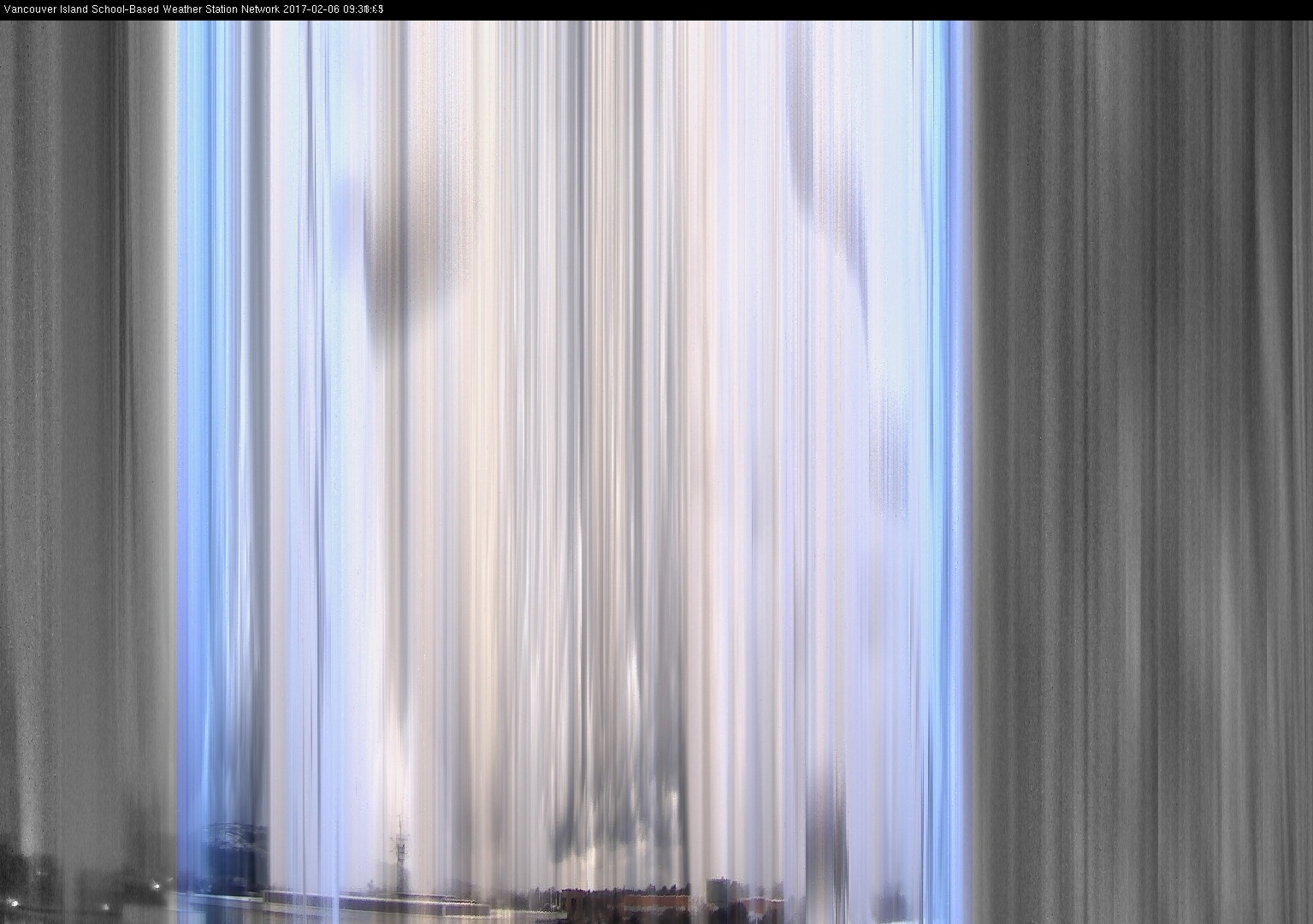 image of the sky seen from UVic, each column of pixels is a different minute, keogram