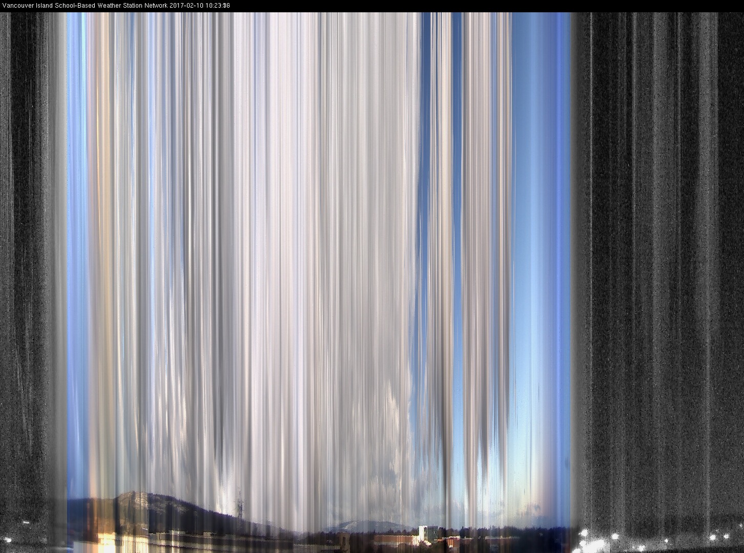 image of the sky seen from UVic, each column of pixels is a different minute, keogram