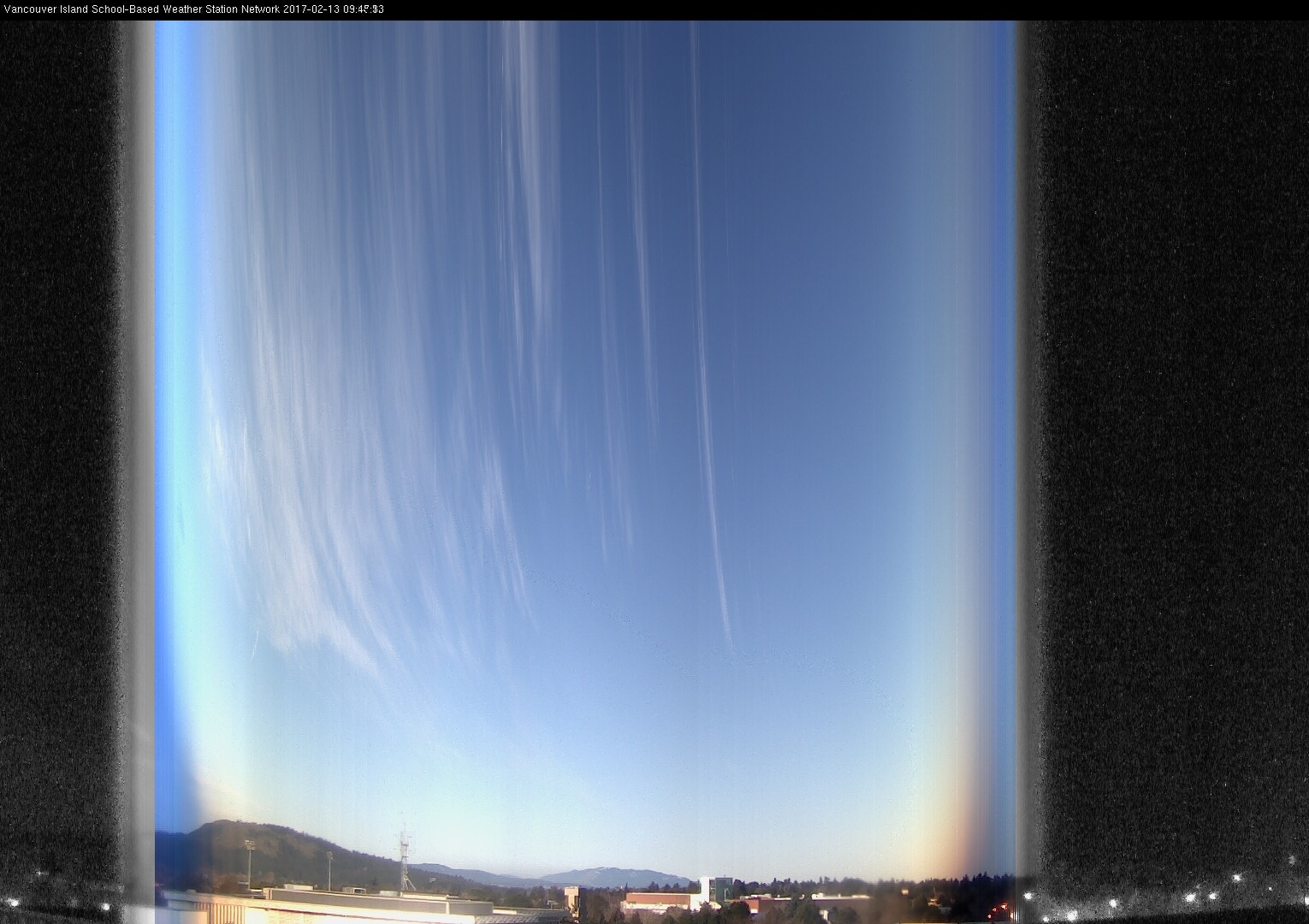 image of the sky seen from UVic, each column of pixels is a different minute, keogram