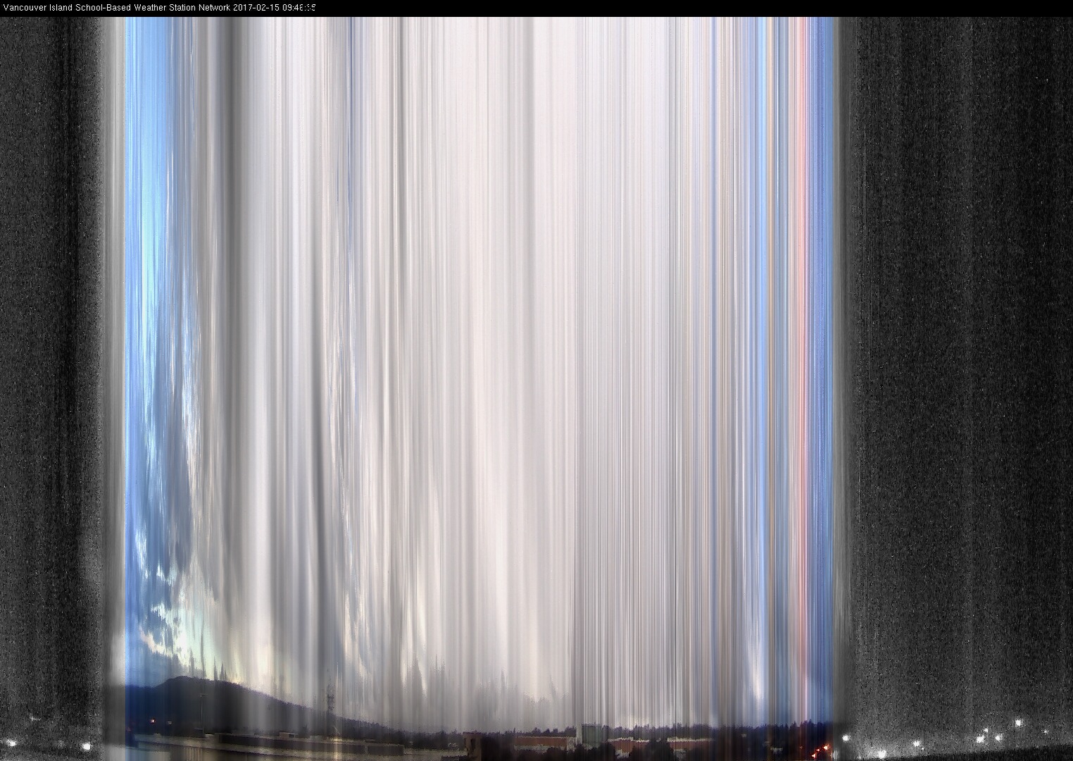 image of the sky seen from UVic, each column of pixels is a different minute, keogram
