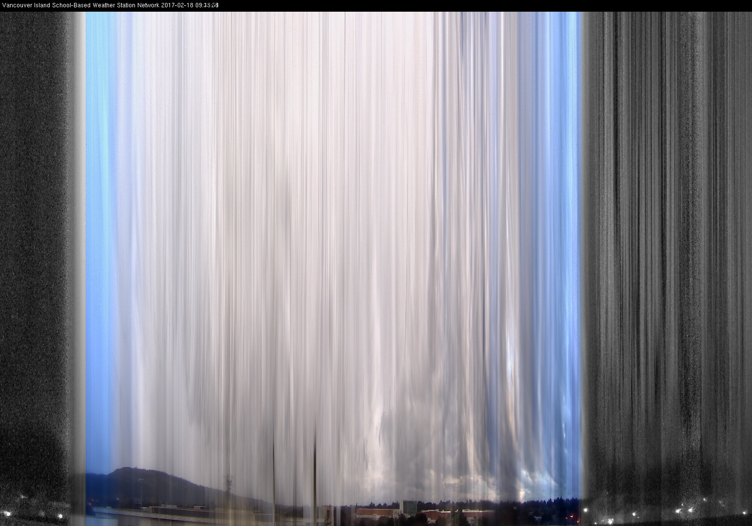 image of the sky seen from UVic, each column of pixels is a different minute, keogram