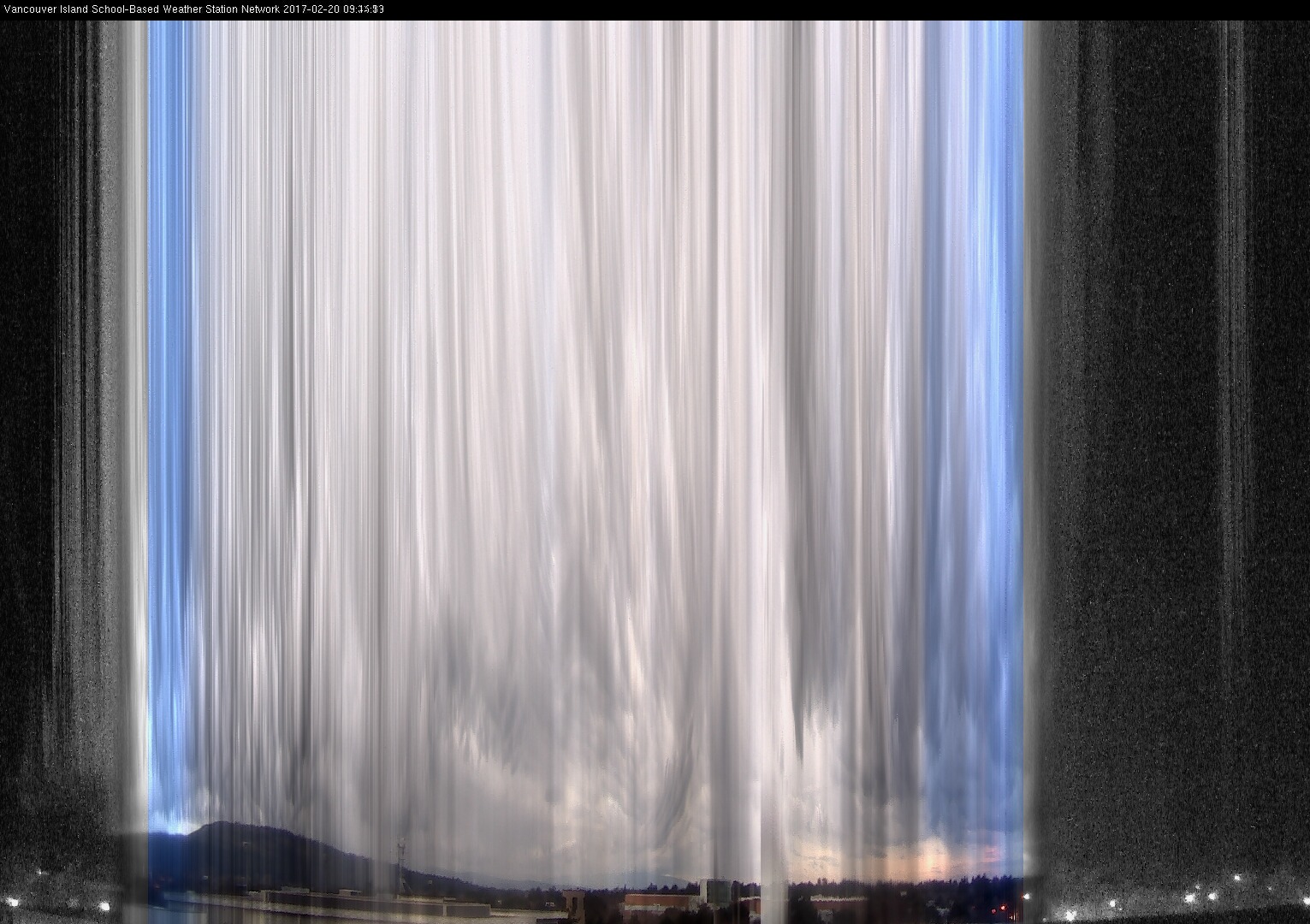 image of the sky seen from UVic, each column of pixels is a different minute, keogram