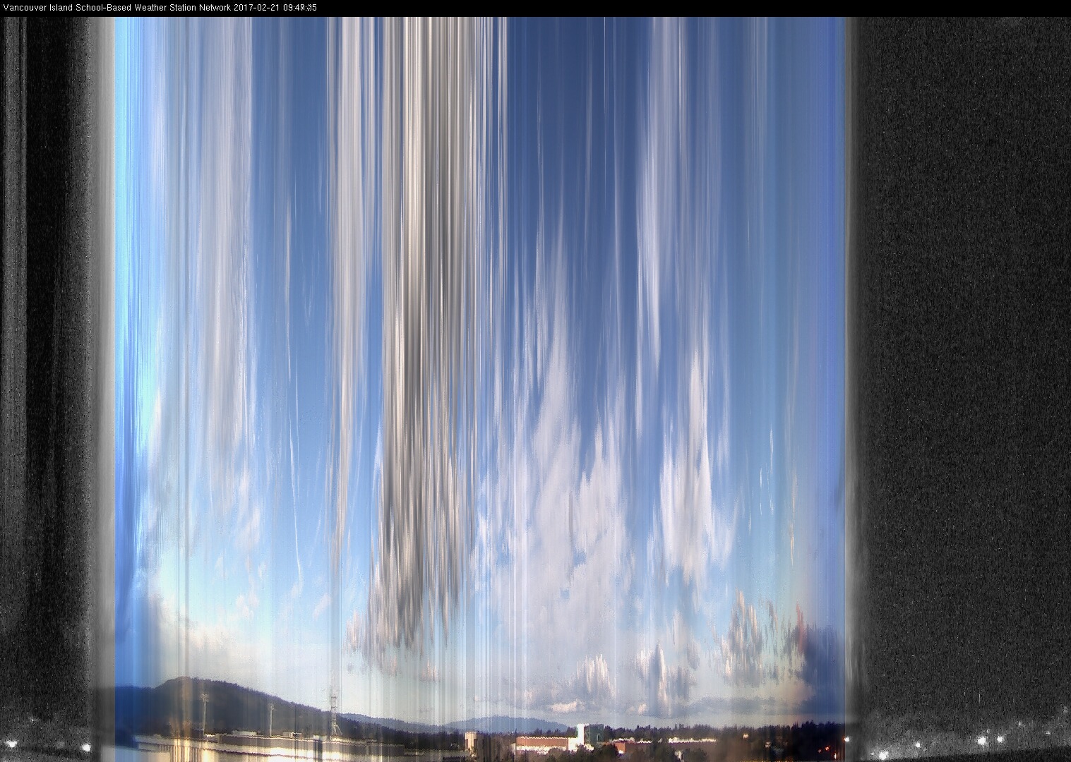 image of the sky seen from UVic, each column of pixels is a different minute, keogram
