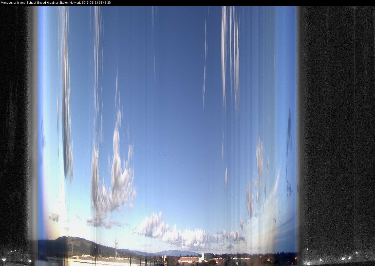 image of the sky seen from UVic, each column of pixels is a different minute, keogram