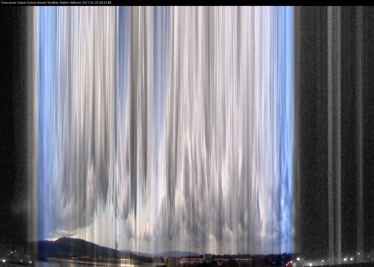 image of the sky seen from UVic, each column of pixels is a different minute, keogram