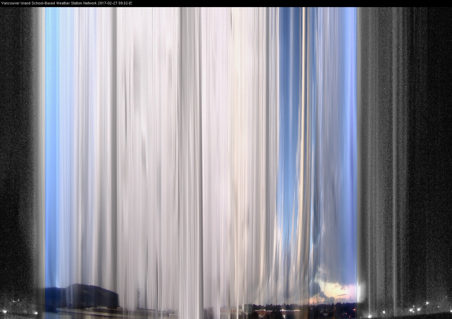 image of the sky seen from UVic, each column of pixels is a different minute, keogram