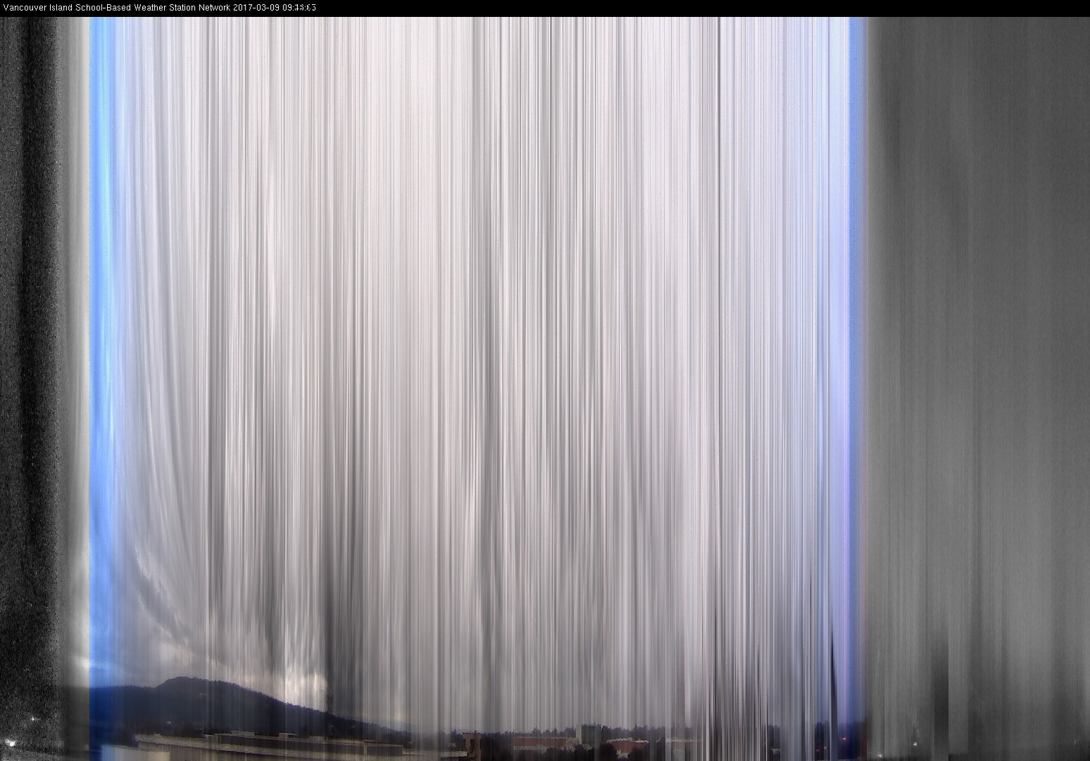 image of the sky seen from UVic, each column of pixels is a different minute, keogram