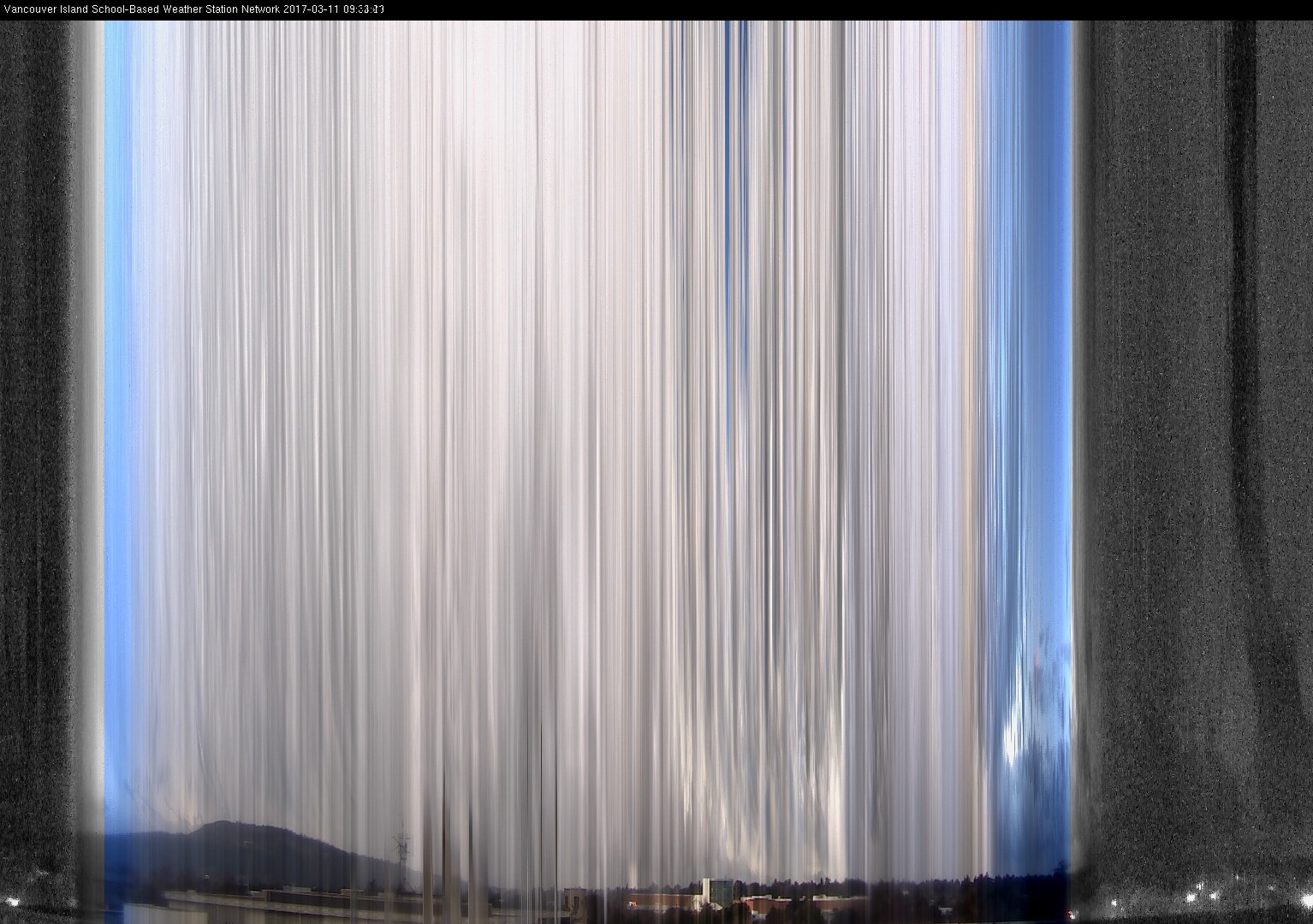 image of the sky seen from UVic, each column of pixels is a different minute, keogram