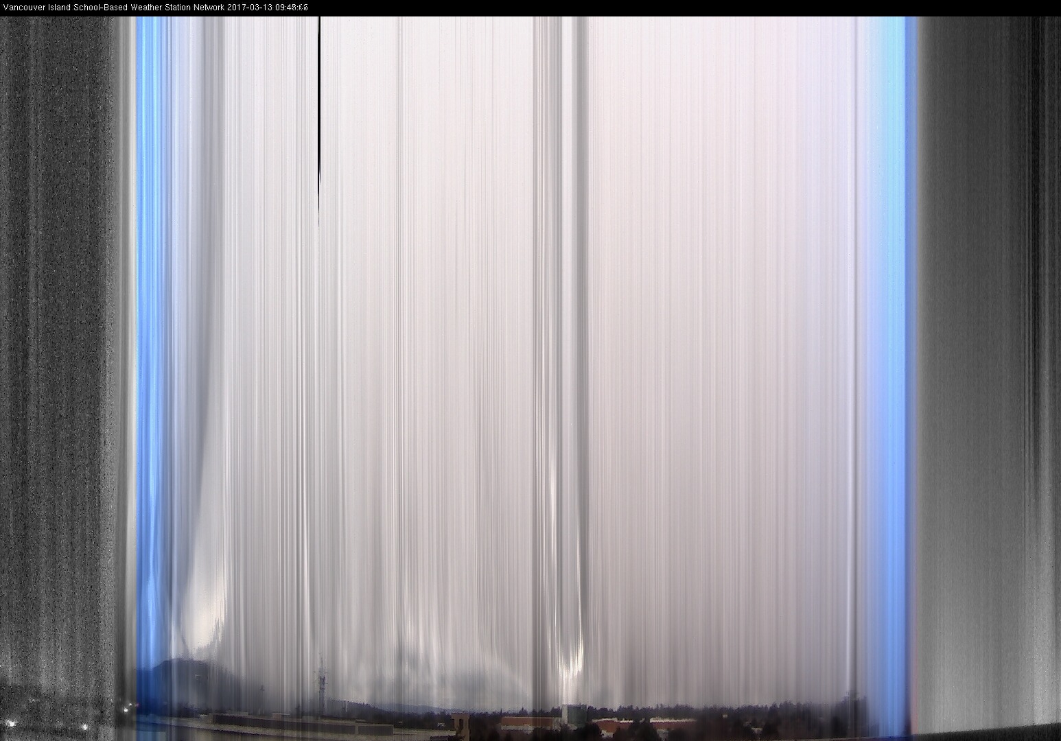 image of the sky seen from UVic, each column of pixels is a different minute, keogram