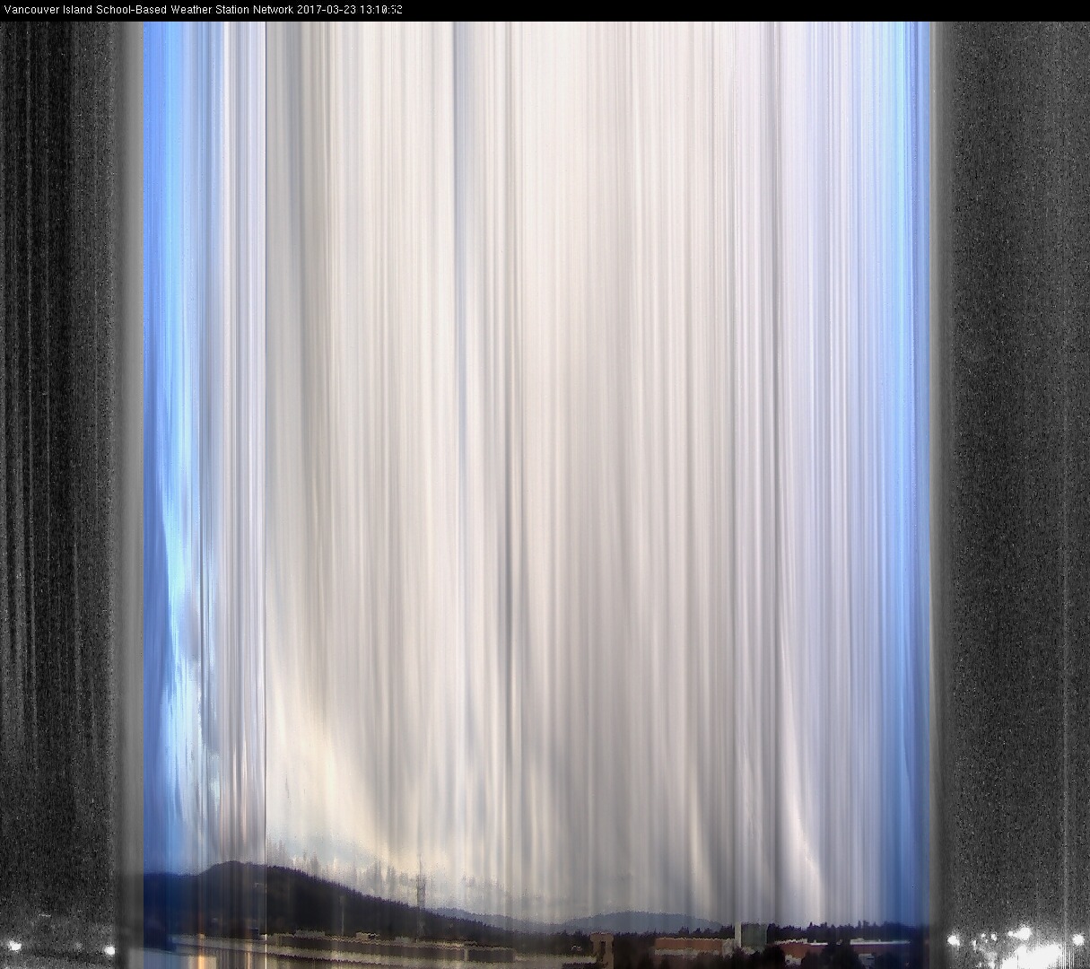 image of the sky seen from UVic, each column of pixels is a different minute, keogram