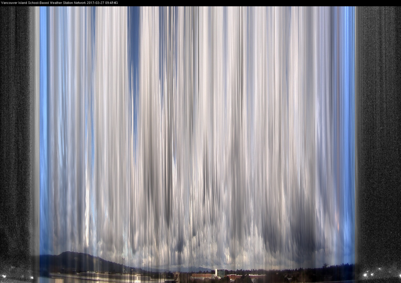 image of the sky seen from UVic, each column of pixels is a different minute, keogram