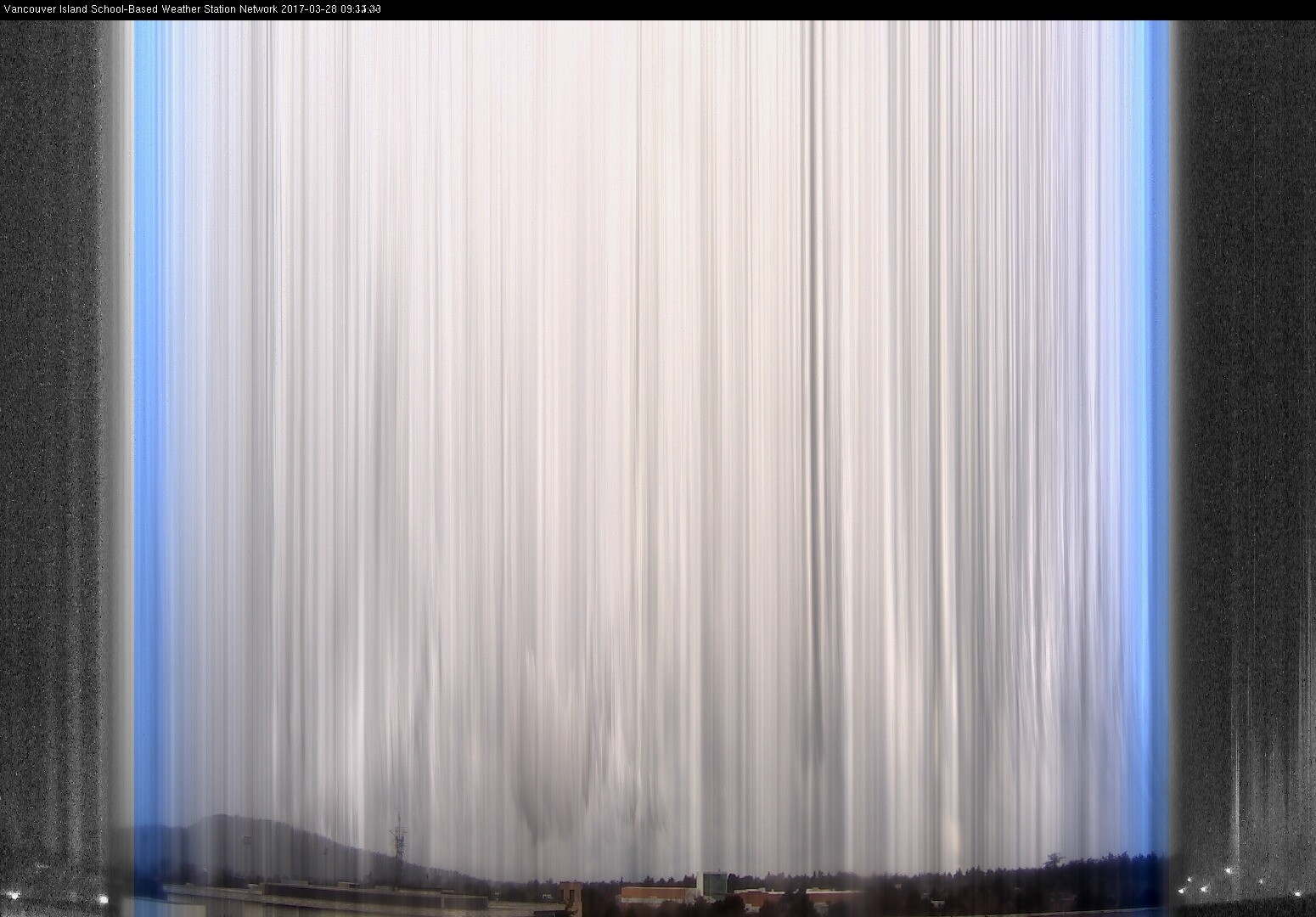 image of the sky seen from UVic, each column of pixels is a different minute, keogram