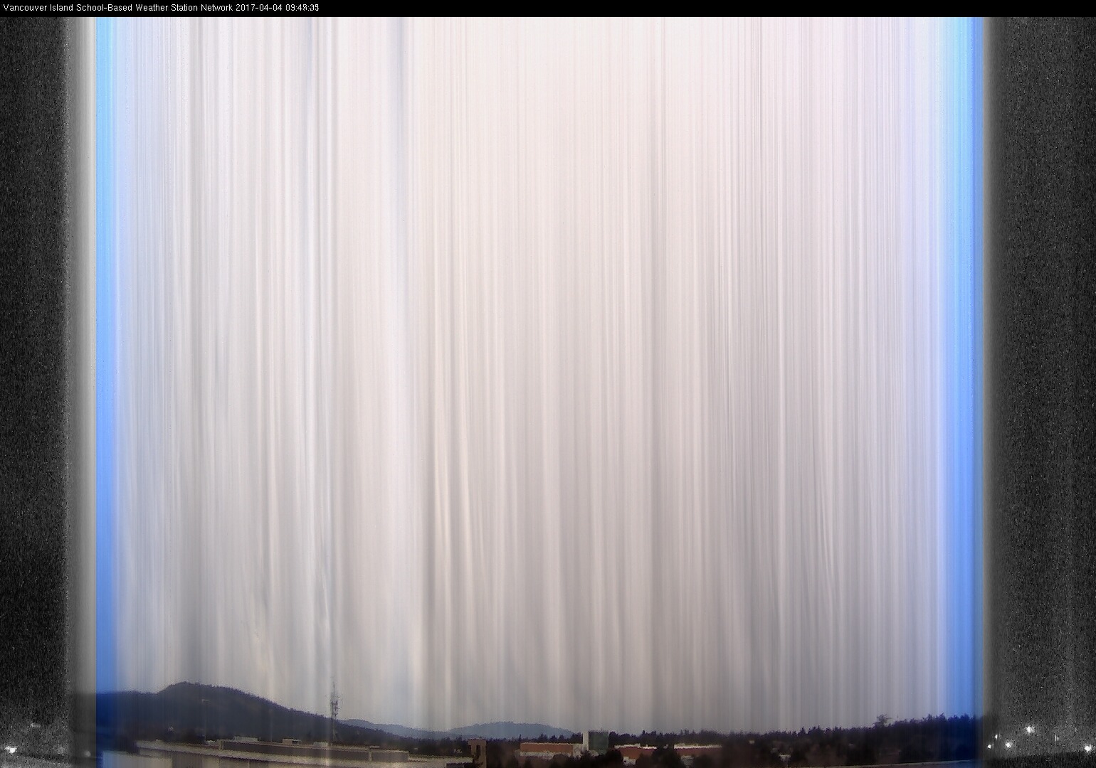 image of the sky seen from UVic, each column of pixels is a different minute, keogram