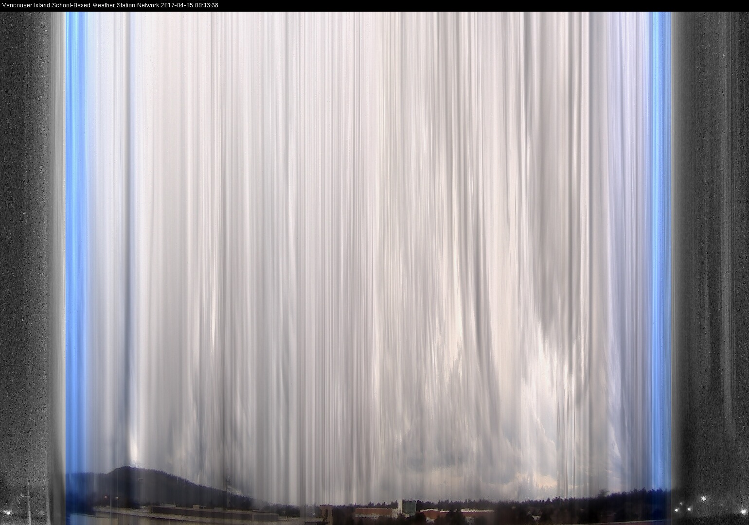 image of the sky seen from UVic, each column of pixels is a different minute, keogram