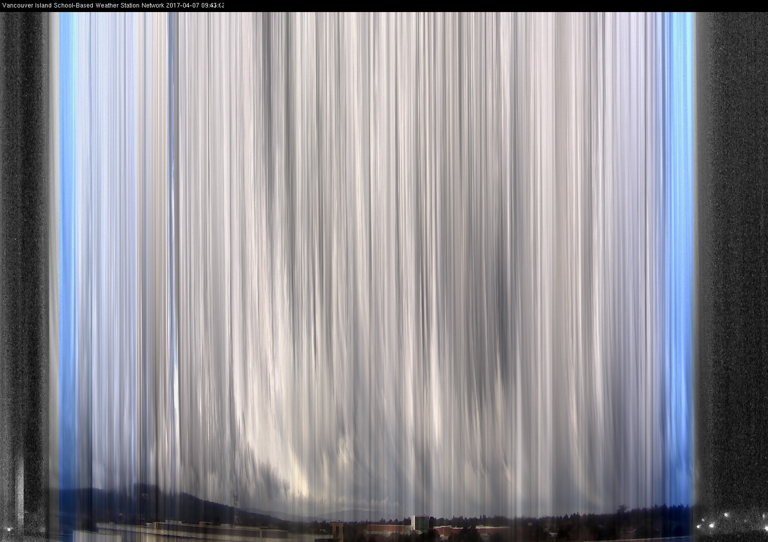 image of the sky seen from UVic, each column of pixels is a different minute, keogram