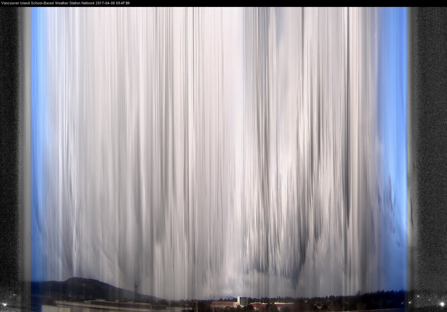 image of the sky seen from UVic, each column of pixels is a different minute, keogram