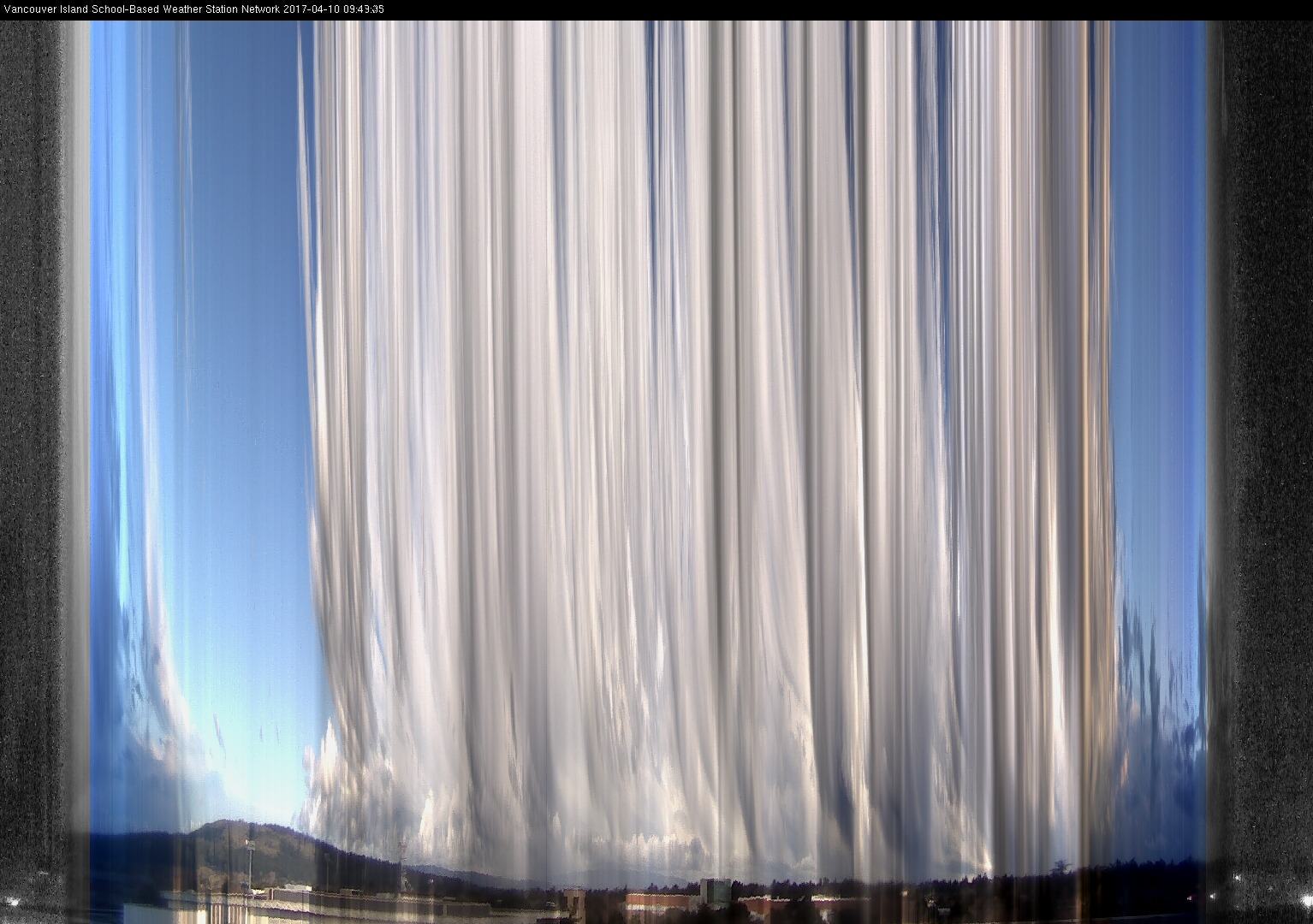 image of the sky seen from UVic, each column of pixels is a different minute, keogram